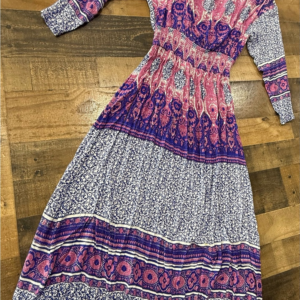 Feee Peope- Elegant Pink and Purple Maxi Dress